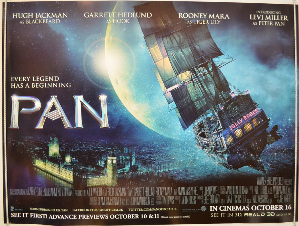 Pan  Original Quad Poster - Film Poster - Movie Poster 