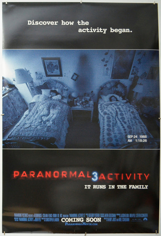 Paranormal Activity 3 - Original One Sheet Poster - Film Poster - Movie Poster 