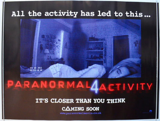 Paranormal Activity 4  (Teaser / Advance Version)   Original British Quad Poster - Film Poster - Movie Poster 