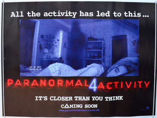 Paranormal Activity 4  (Teaser / Advance Version)   Original British Quad Poster - Film Poster - Movie Poster 