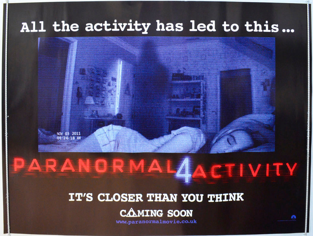 Paranormal Activity 4  (Teaser / Advance Version)   Original British Quad Poster - Film Poster - Movie Poster 