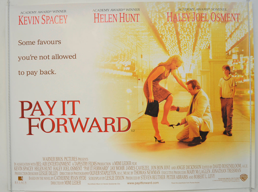 Pay It Forward  Original Quad Poster - Film Poster - Movie Poster 