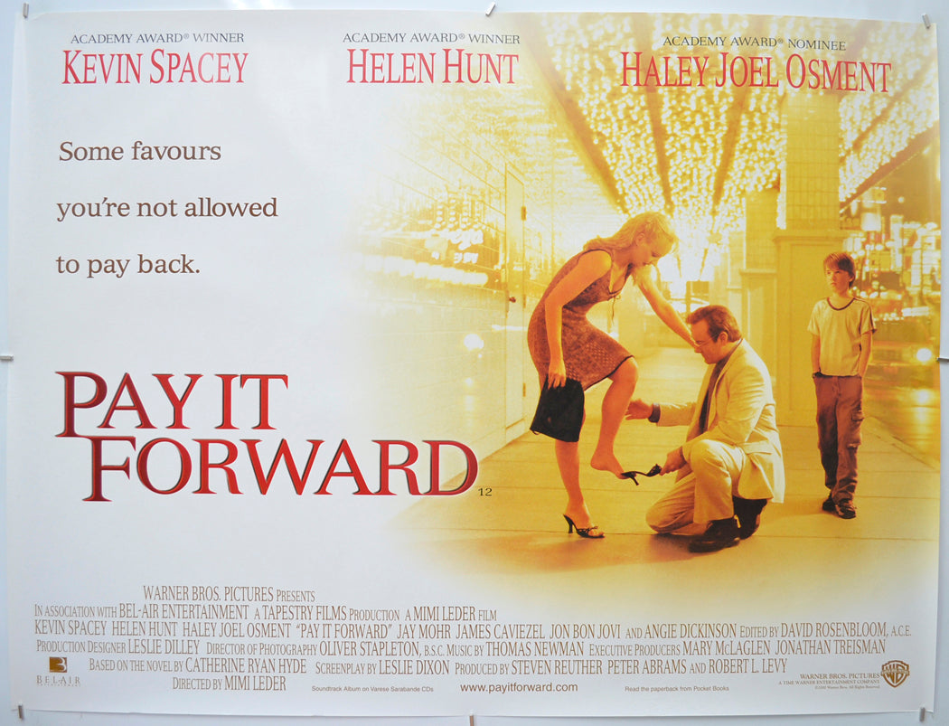 Pay It Forward Original Quad Poster - Film Poster - Movie Poster  