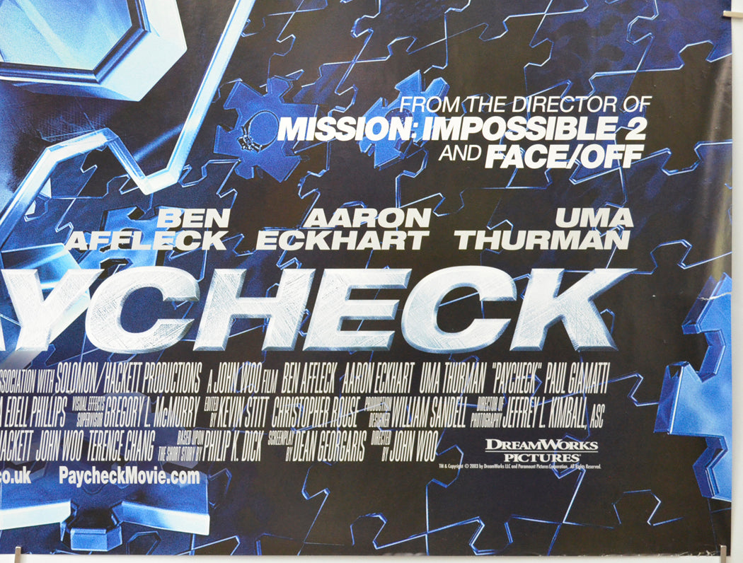 PAYCHECK (Bottom Right) Cinema Quad Movie Poster 