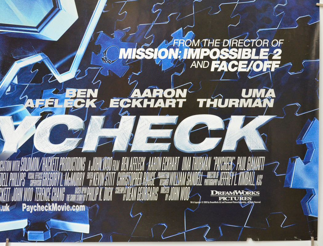 PAYCHECK (Bottom Right) Cinema Quad Movie Poster 