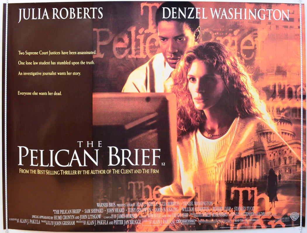 The Pelican Brief Original British Quad Poster - Film Poster - Movie Poster 