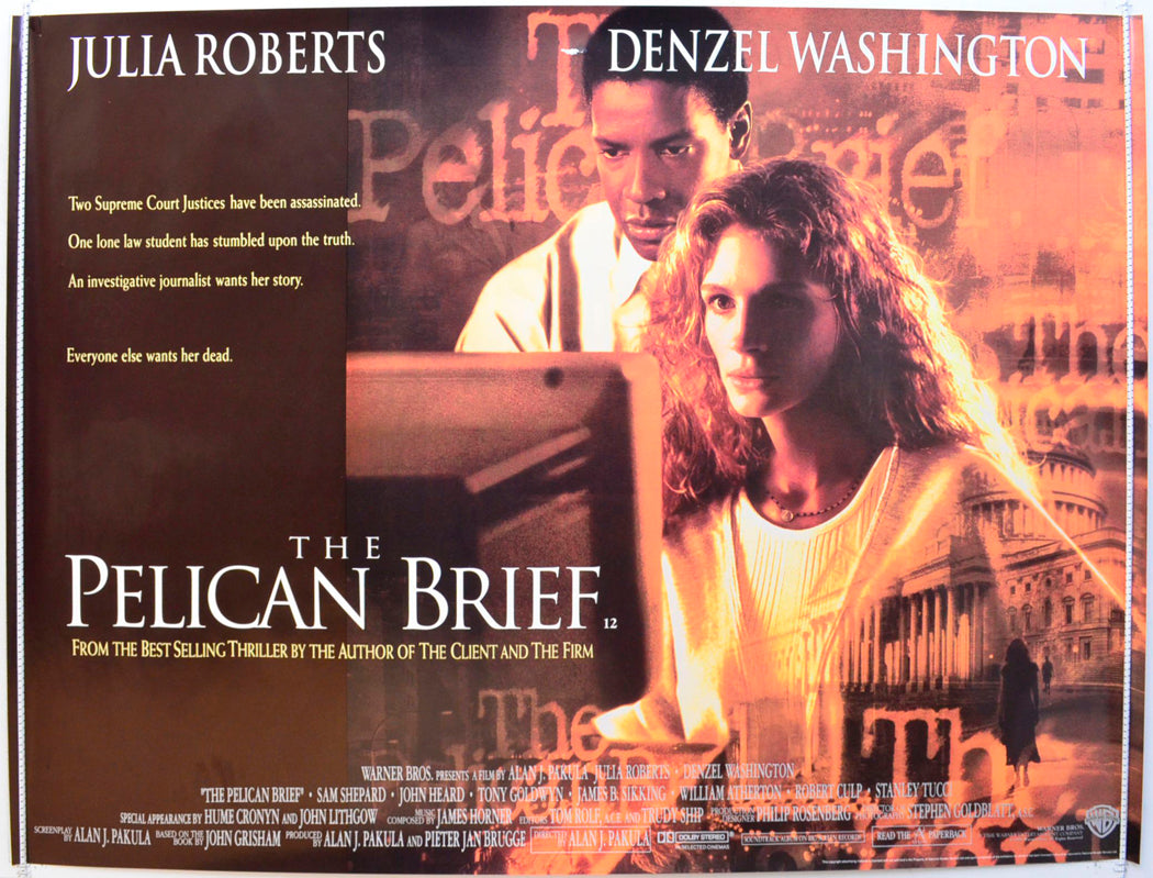 The Pelican Brief Original British Quad Poster - Film Poster - Movie Poster 