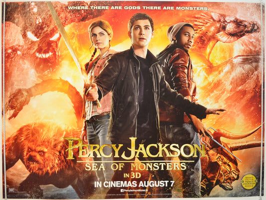 Percy Jackson - Sea Of Monsters  (Teaser / Advance Version)  Original Quad Poster - Film Poster - Movie Poster 