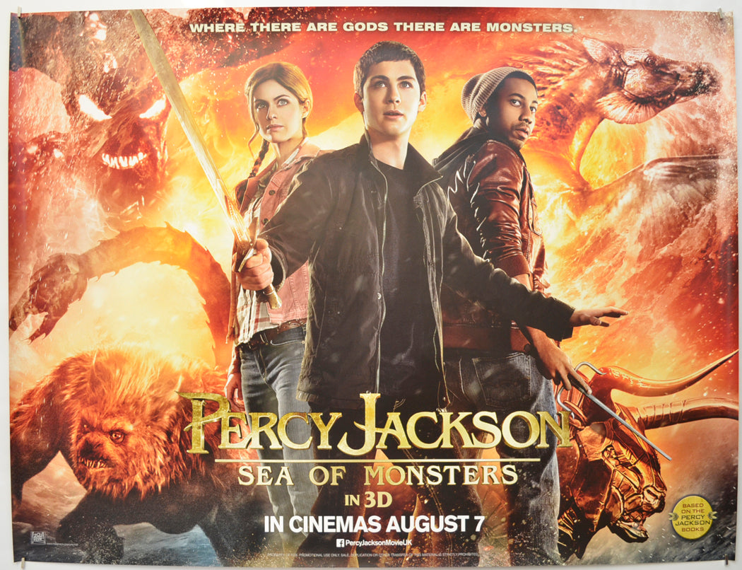 Percy Jackson - Sea Of Monsters  (Teaser / Advance Version)   Original Quad Poster - Film Poster - Movie Poster