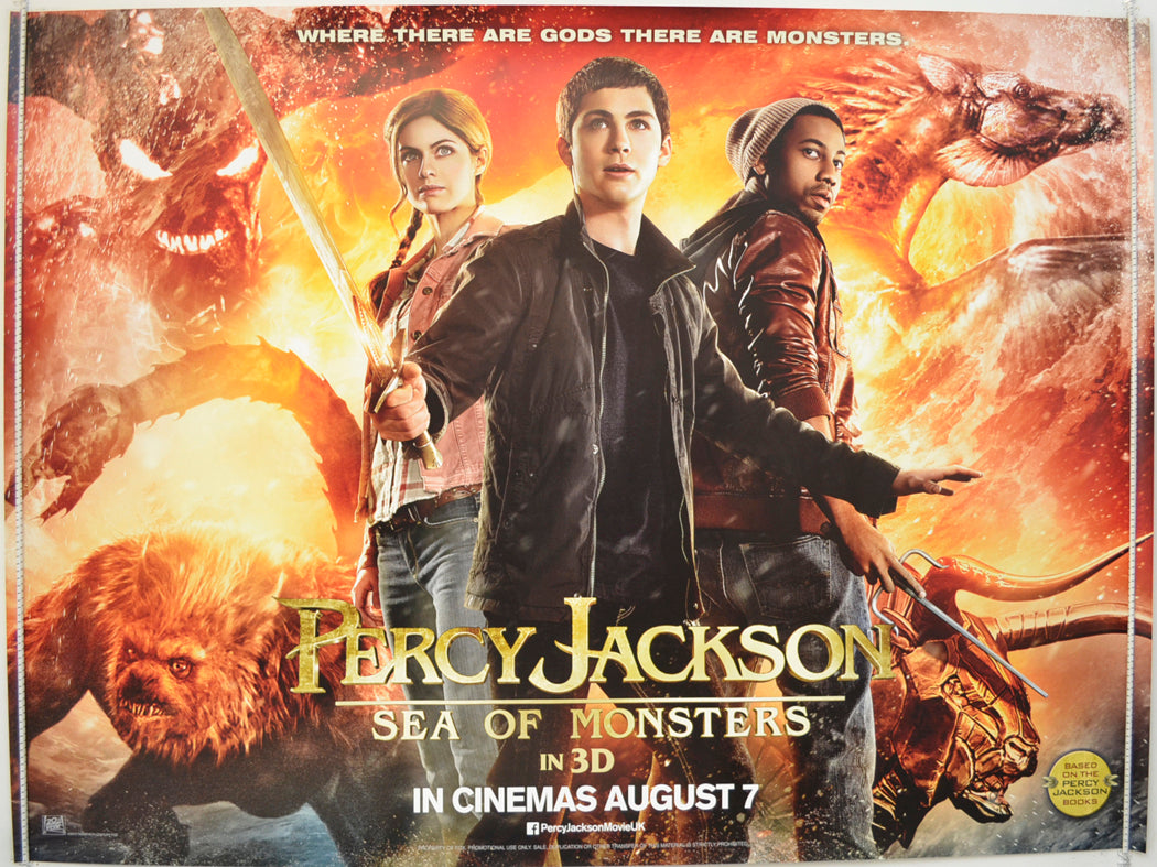 Percy Jackson - Sea Of Monsters  (Teaser / Advance Version)  Original Quad Poster - Film Poster - Movie Poster 