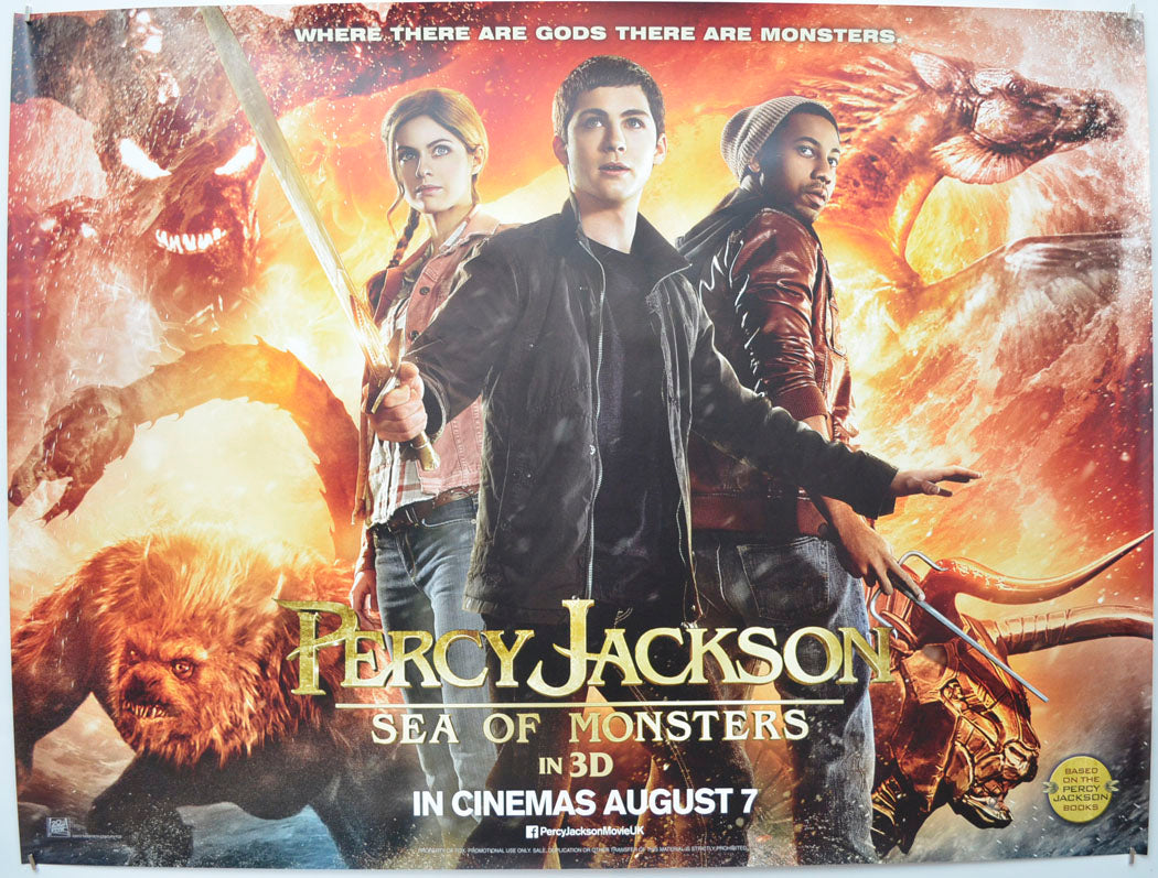 Percy Jackson - Sea Of Monsters (Teaser / Advance Version)  Original Quad Poster - Film Poster - Movie Poster