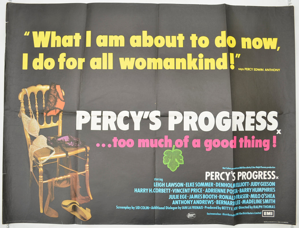 Percy's Progress  Original Quad Poster - Film Poster - Movie Poster