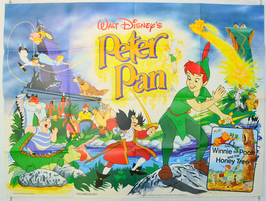 Peter Pan / Winnie The Pooh And The Honey Tree Original British Quad Poster - Film Poster - Movie Poster 