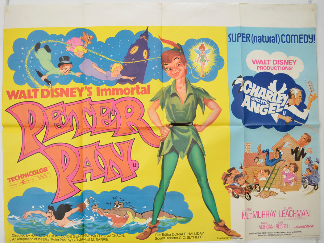 Peter Pan  (1974 re-release)  Original Quad Poster - Film Poster - Movie Poster 