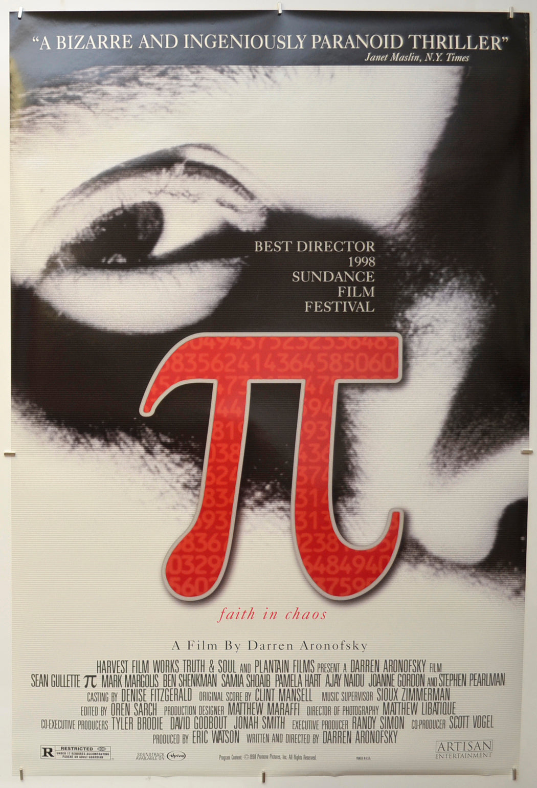 Pi Original One Sheet Poster - Film Poster - Movie Poster