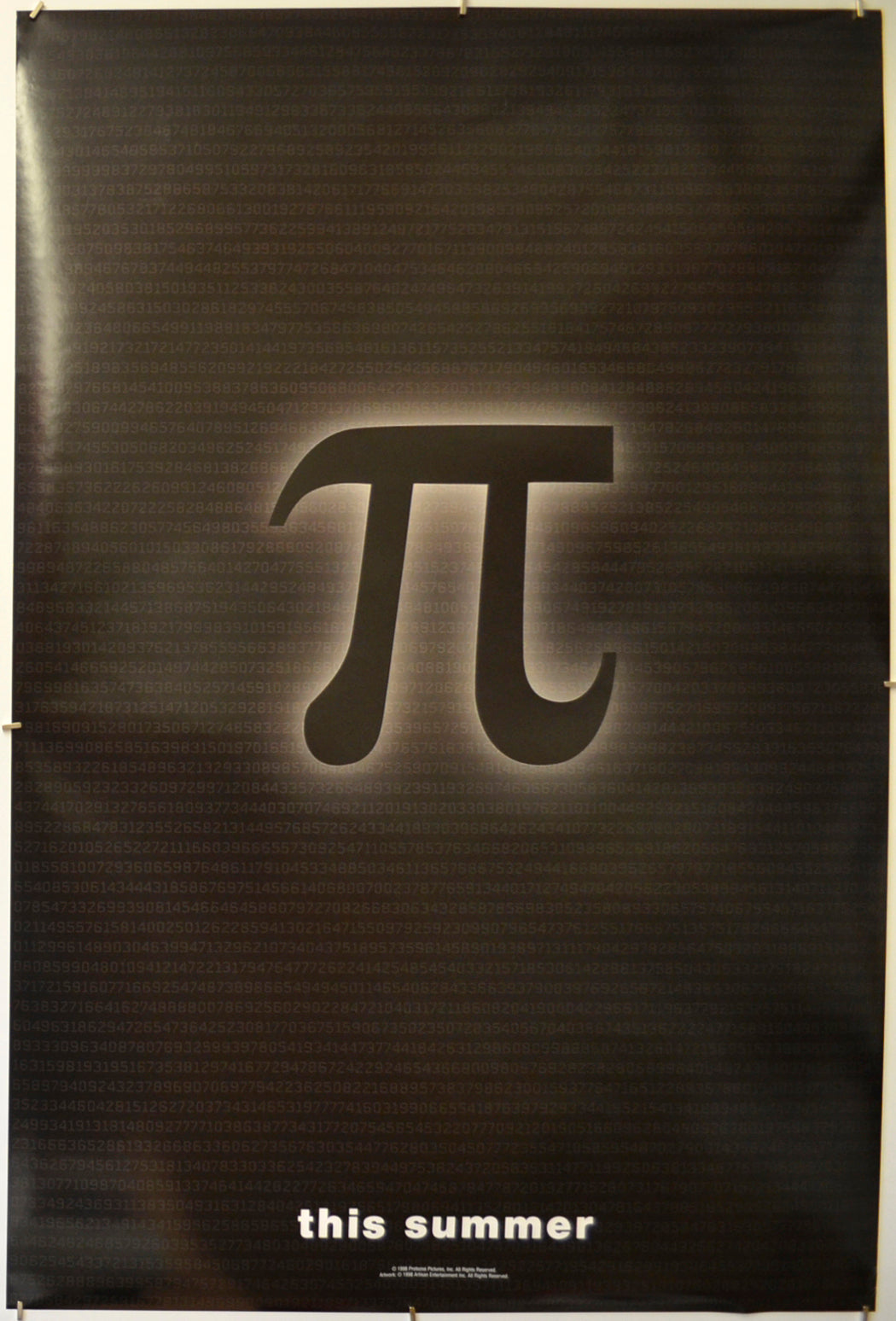 Pi Pamplet “Pi” Original One Sheet Poster - Film Poster - Movie Poster – pastposters