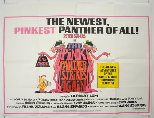 The Pink Panther Strikes Again  Original Quad Poster - Film Poster - Movie Poster 