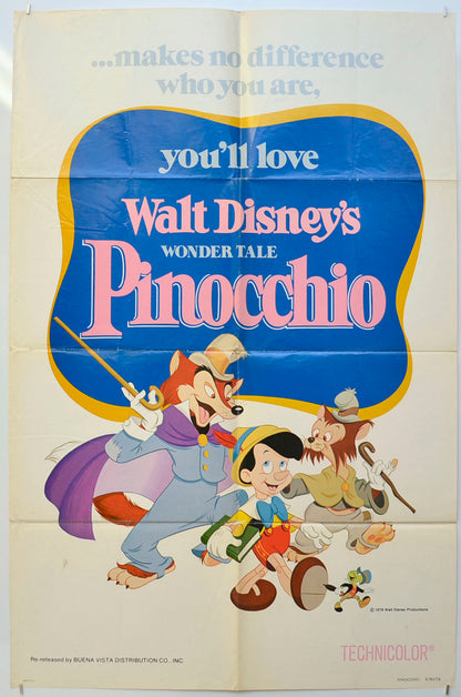 Pinocchio (1978 re-release)  Original One Sheet Poster - Film Poster - Movie Poster