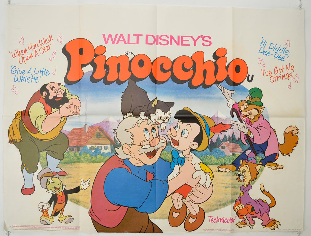 Pinocchio  (1978 re-release)  Original Quad Poster - Film Poster - Movie Poster 