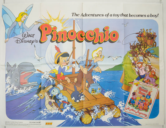 Pinocchio  (1986 re-release)  Original Quad Poster - Film Poster - Movie Poster 