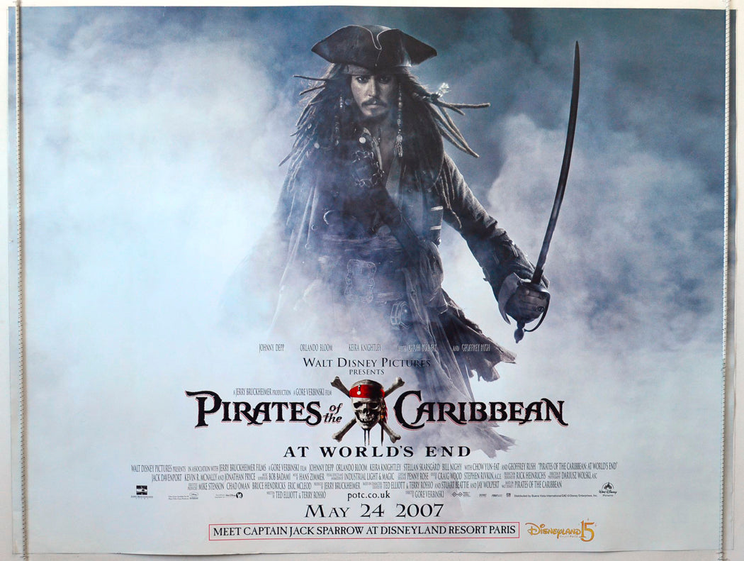 Pirates Of The Caribbean : At World's End  (Teaser / Advance Version)   Original British Quad Poster - Movie Poster