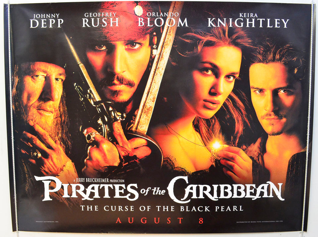 Pirates Of The Caribbean : The Curse Of The Black Pearl  (Teaser / Advance Version)   Original British Quad Poster - Film Poster - Movie Poster 