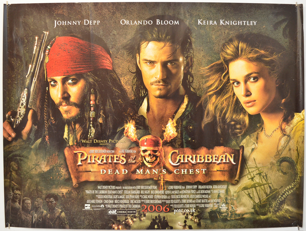 Pirates Of The Caribbean : Dead Man's Chest Original Quad Poster - Film Poster - Movie Poster  