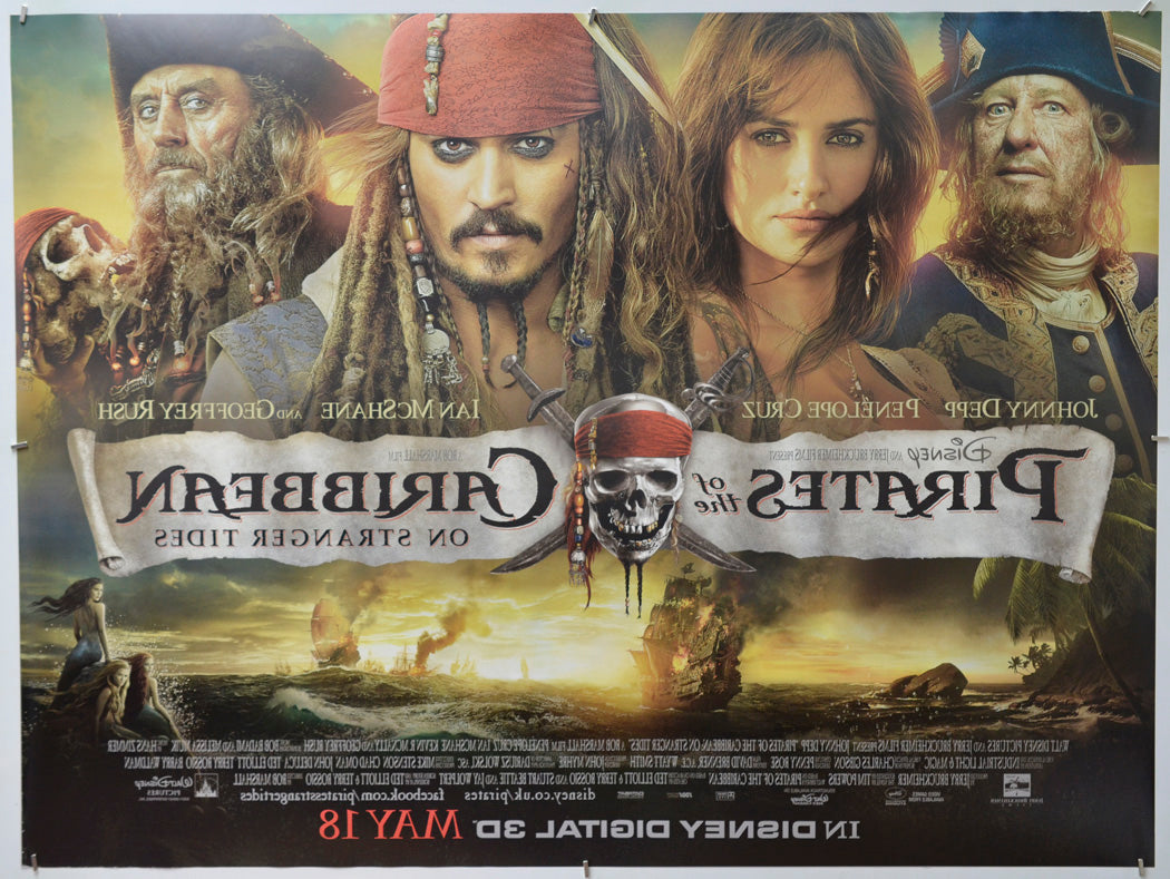 Pirates Of The Caribbean : On Stranger Tides (Back) Cinema Quad Movie Poster 