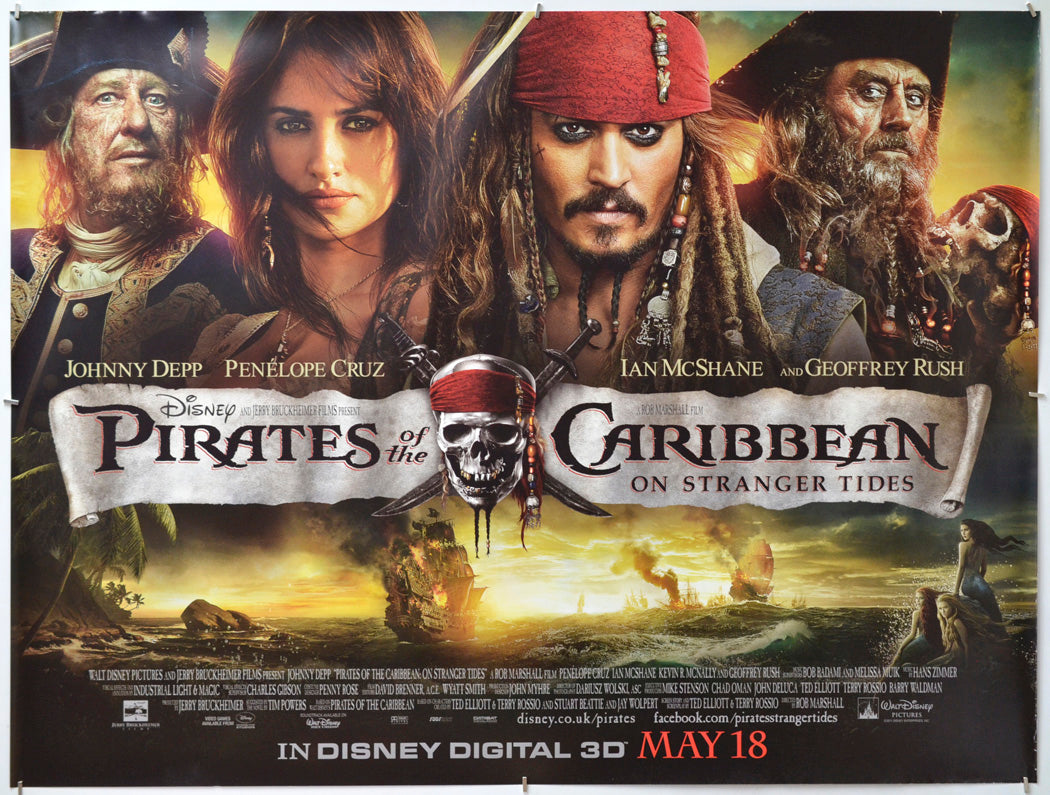 Pirates Of The Caribbean : On Stranger Tides - Original Quad Poster - Film Poster - Movie Poster