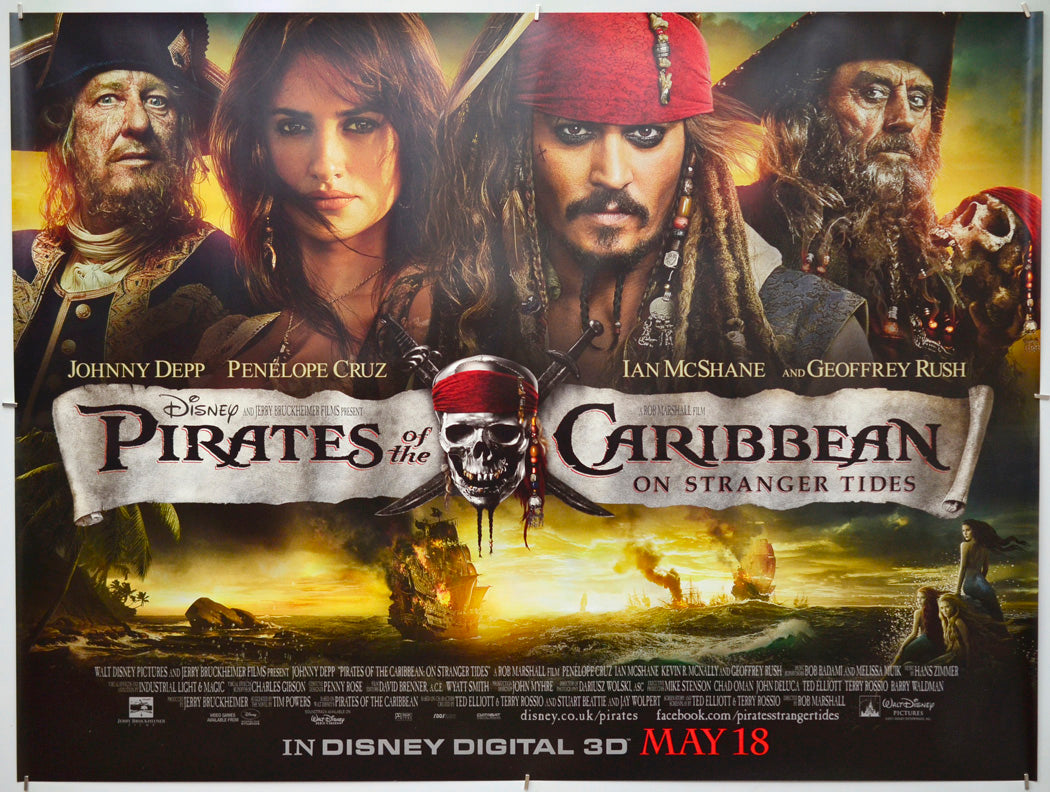 Pirates Of The Caribbean : On Stranger Tides - Original Quad Poster - Film Poster - Movie Poster