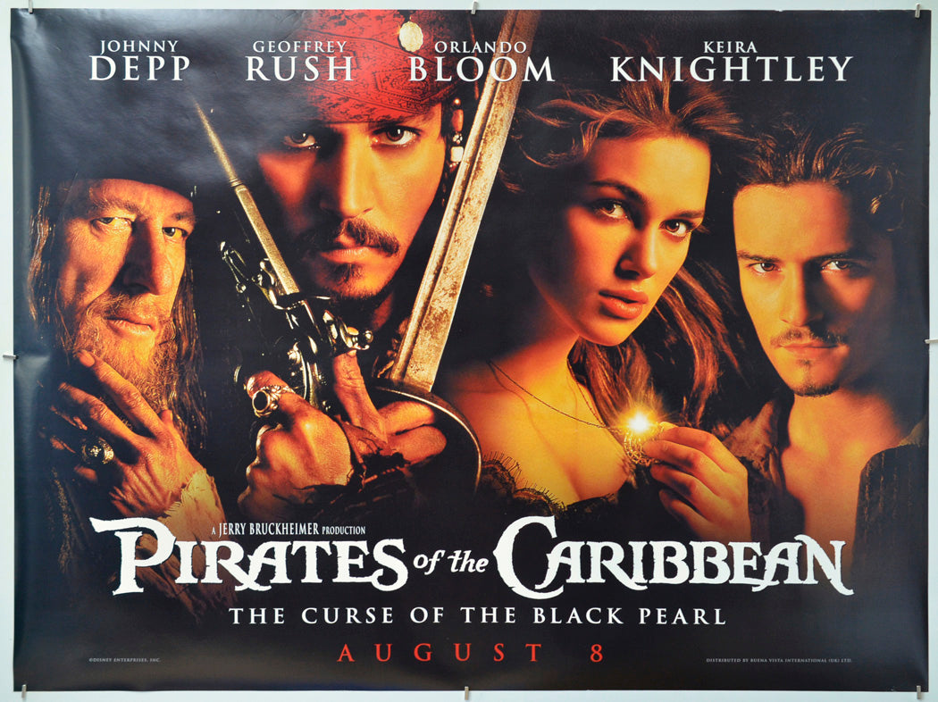 Pirates Of The Caribbean : The Curse Of The Black Pearl - Original Quad Poster - Film Poster - Movie Poster