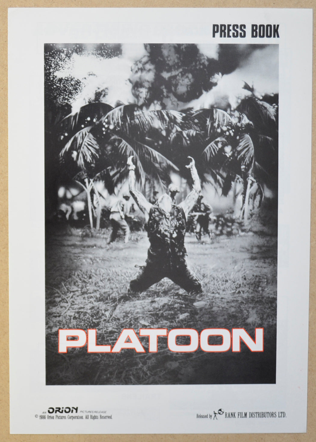 Platoon Original 4 Page Cinema Exhibitors Campaign Press Book (UK)