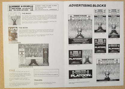 PLATOON Cinema Exhibitors Campaign Press Book - BACK 