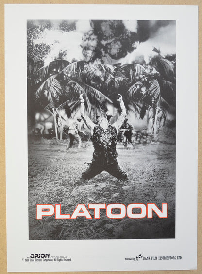 Platoon Original Cinema Exhibitors Synopsis / Credits Booklet (UK)