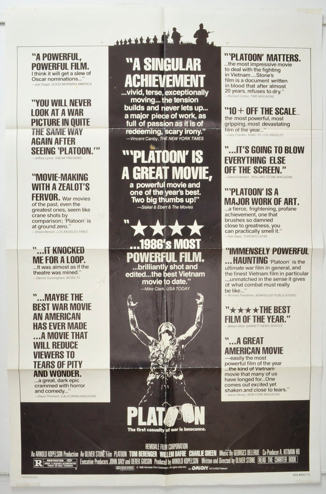 Platoon  (Reviews Style Poster)   Original One Sheet Poster - Movie Poster