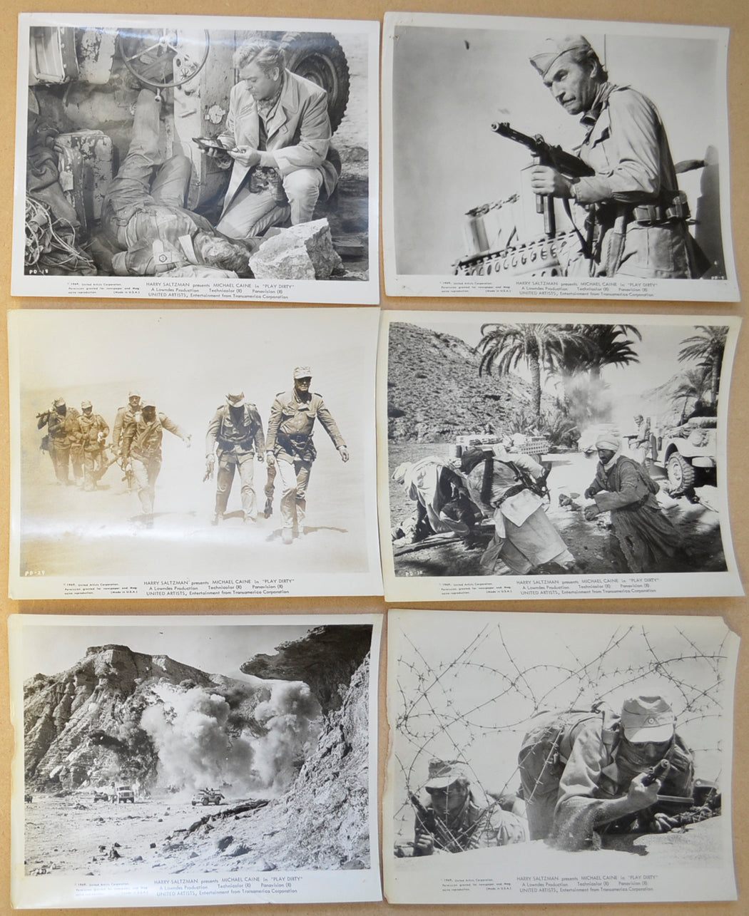 Play Dirty 6 Original Black and White Press Stills (Photographs) 