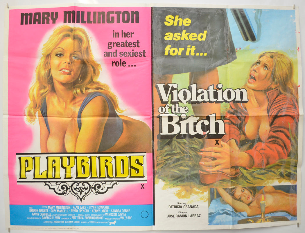 The Playbirds / Violation Of The Bitch (Double Bill) Original Quad Poster - Film Poster - Movie Poster