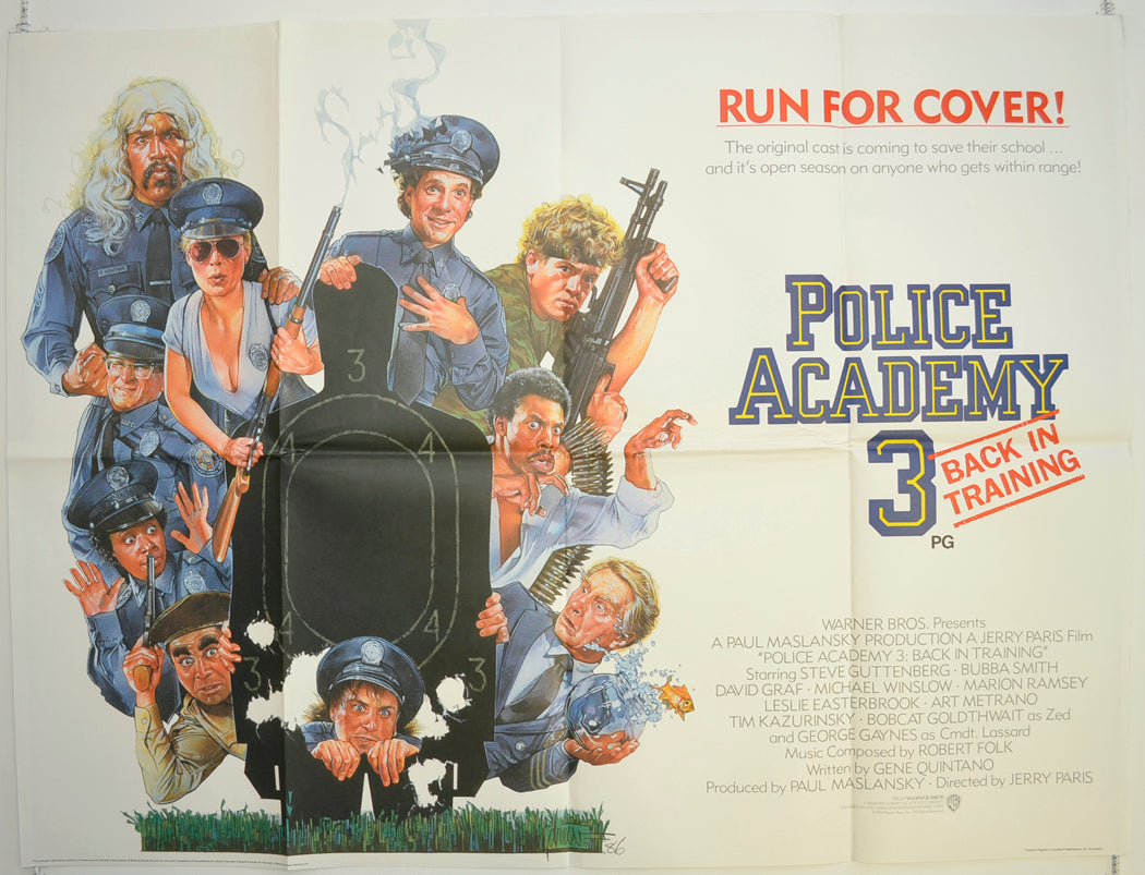 Police Academy 3 : Back In Training  Original British Quad Poster - Film Poster - Movie Poster 