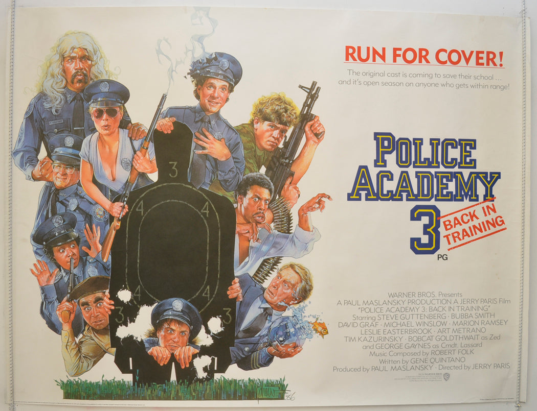 Police Academy 3 : Back In Training Original Quad Poster - Film Poster - Movie Poster  