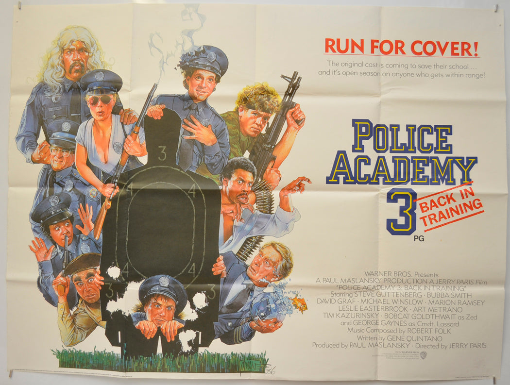 Police Academy 3 : Back In Training Original Quad Poster - Film Poster - Movie Poster  