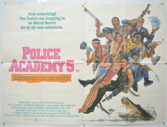 Police Academy 5 : Assignment Miami Beach Original Quad Poster - Film Poster - Movie Poster