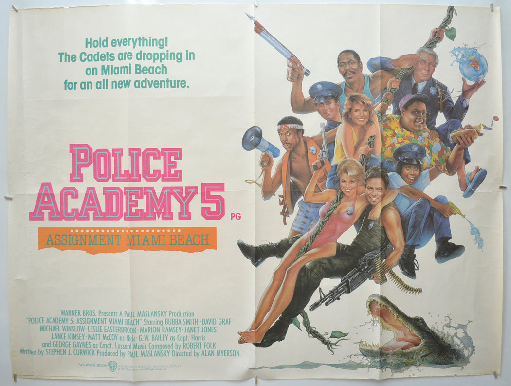 Police Academy 5 : Assignment Miami Beach Original Quad Poster - Film Poster - Movie Poster