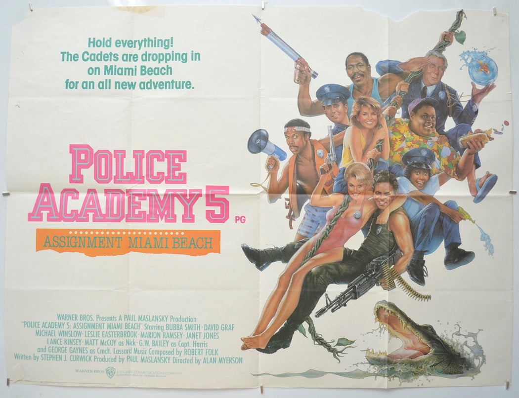 Police Academy 5 : Assignment Miami Beach Original Quad Poster - Film Poster - Movie Poster