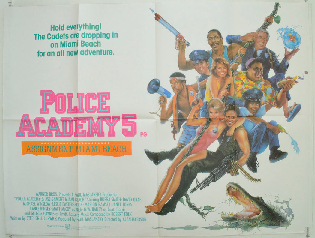 Police Academy 5 : Assignment Miami Beach Original British Quad Poster - Film Poster - Movie Poster 