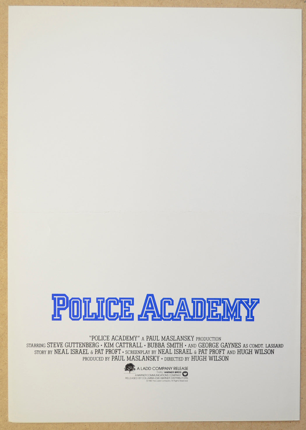 POLICE ACADEMY Cinema Exhibitors Synopsis Credits Booklet - INSIDE 