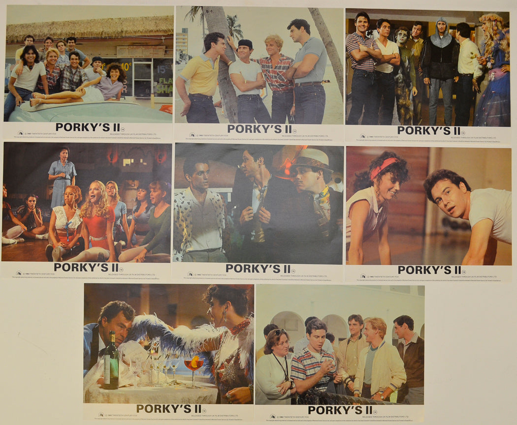 Porky's II Set of 8 Original Lobby Cards / Colour Front Of House Stills 