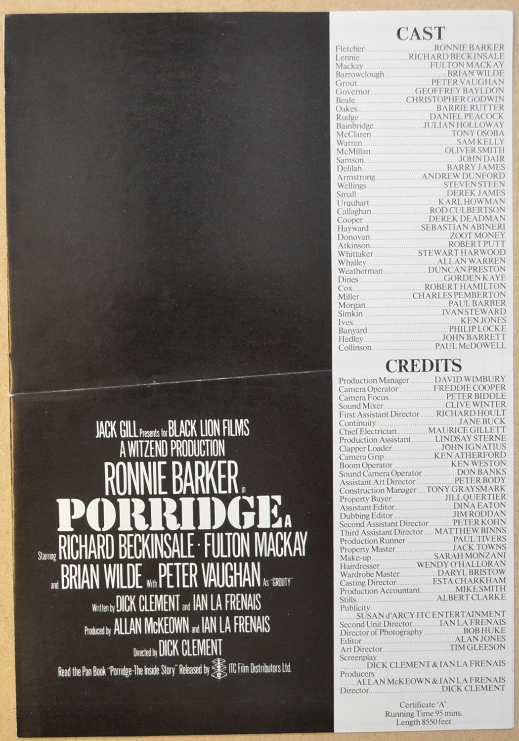 Porridge Original 4 Page Cinema Exhibitors Campaign Press Book (UK)