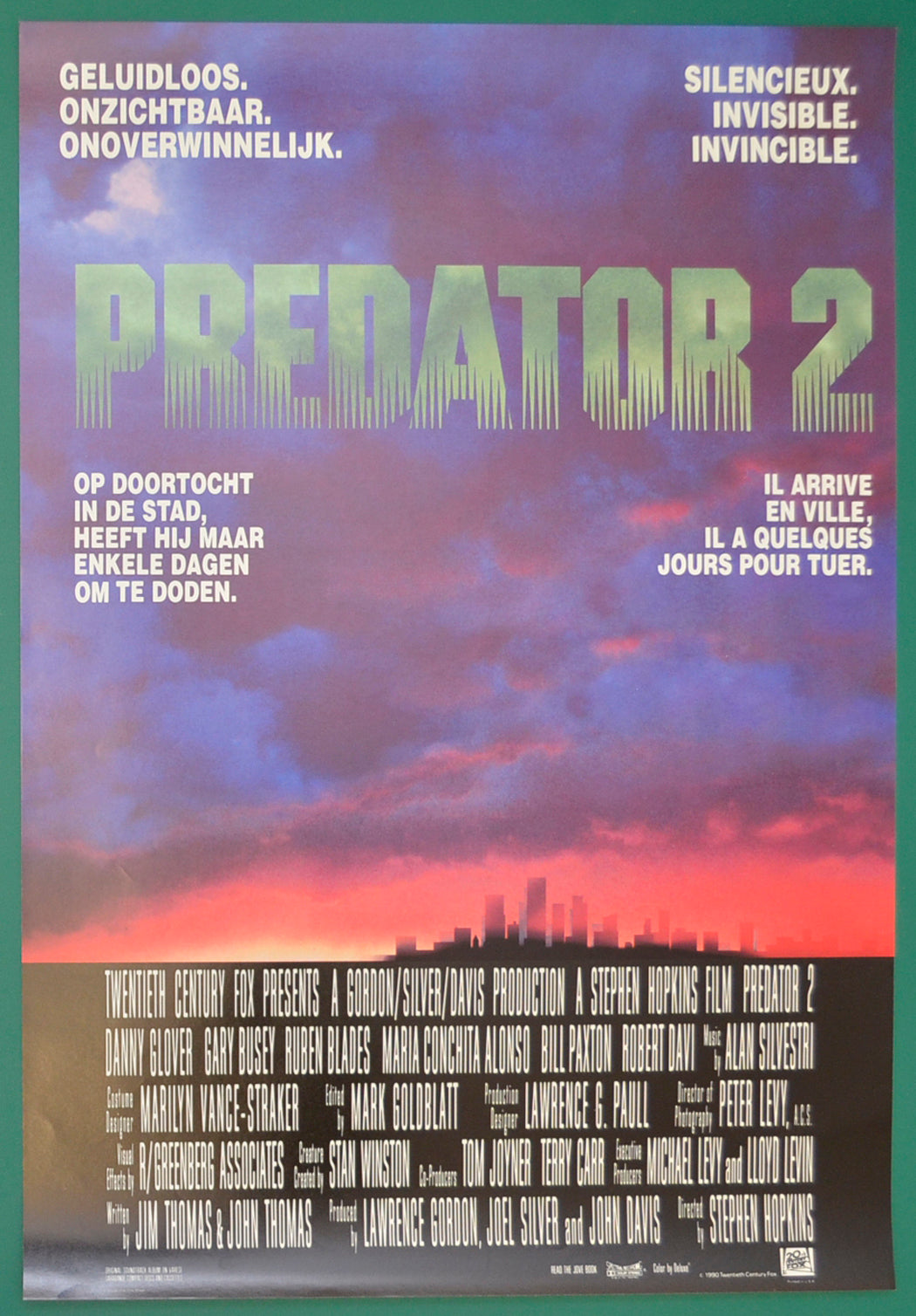 Predator 2 Original Belgian Poster - Film Poster - Movie Poster  