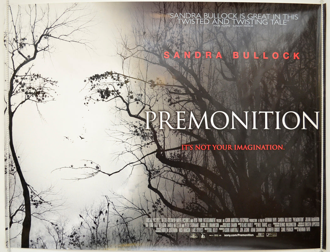 Premonition Original Quad Poster - Film Poster - Movie Poster  