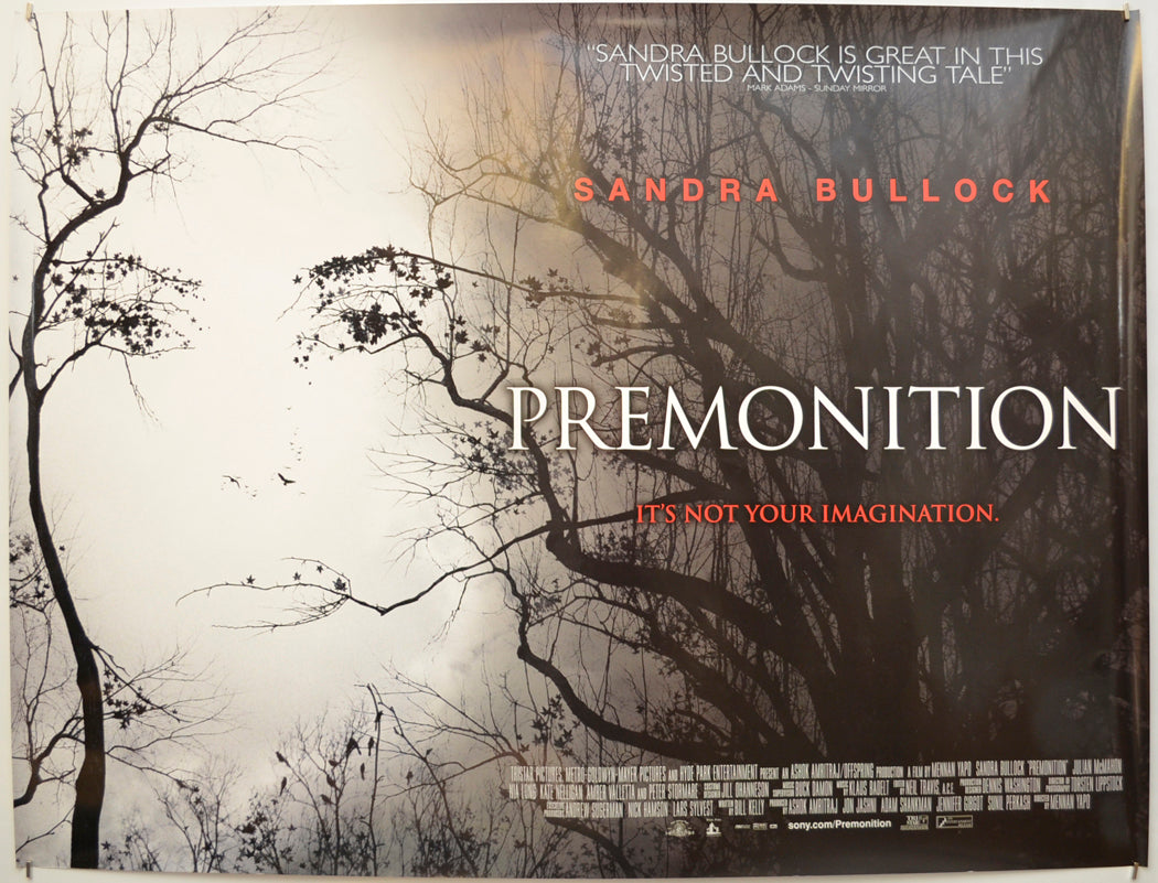 Premonition Original Quad Poster - Film Poster - Movie Poster  